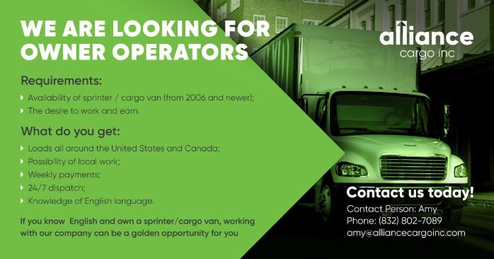 sprinter cargo van owner operator jobs